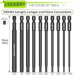 TLEEP 10 x Long 100MM 1/4 Inch Hex Head Allen