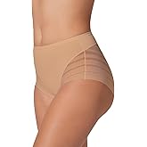 Leonisa High Waisted Invisible Tummy Control Shapewear for Women - Stripe Lace Ladies Underwear Panties