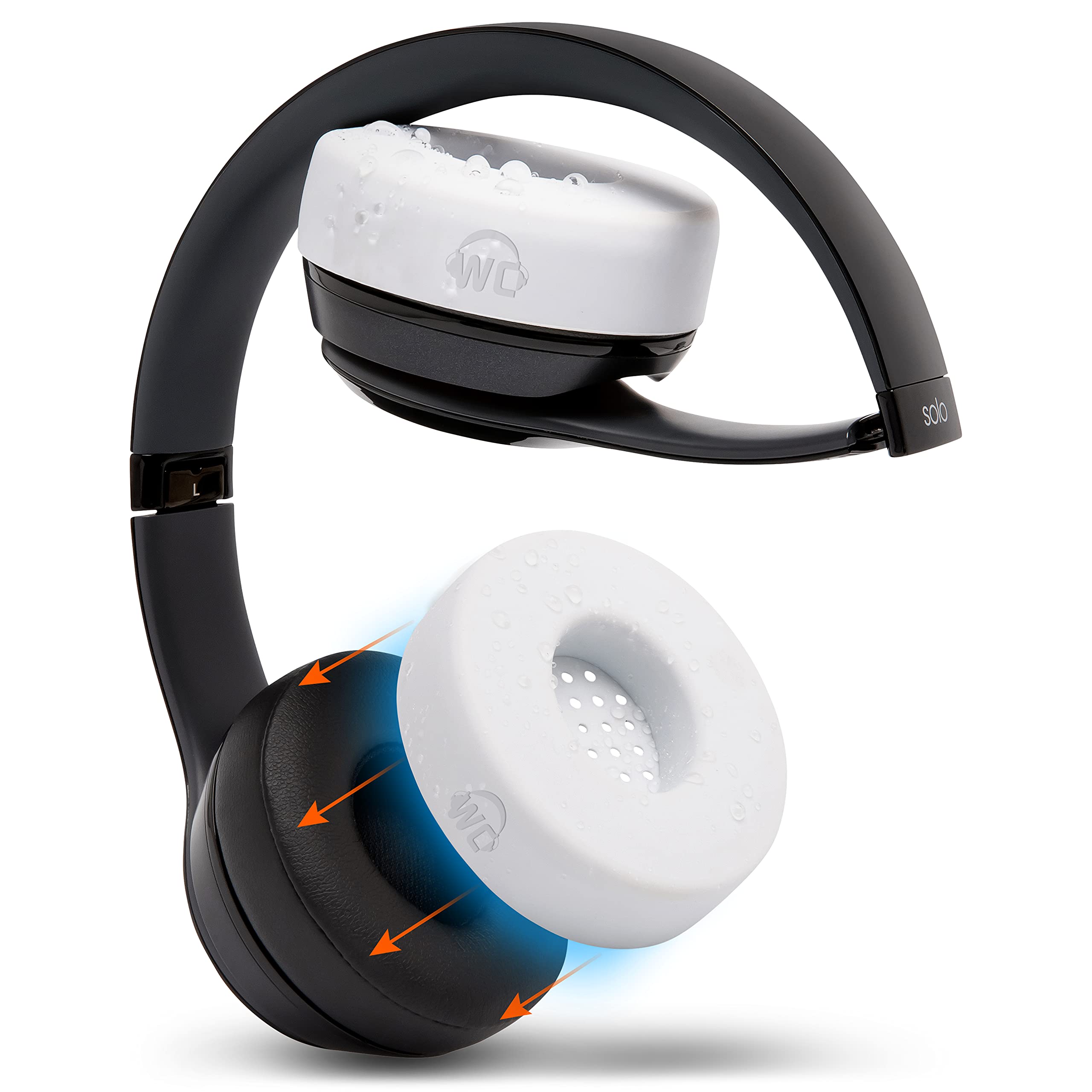 WC SweatZ Solo - Patented Earpad Sweat Covers for Beats Solo 4, Solo 3 & Solo 2, Made by Wicked Cushions | Sweatproof & Machine Washable | White