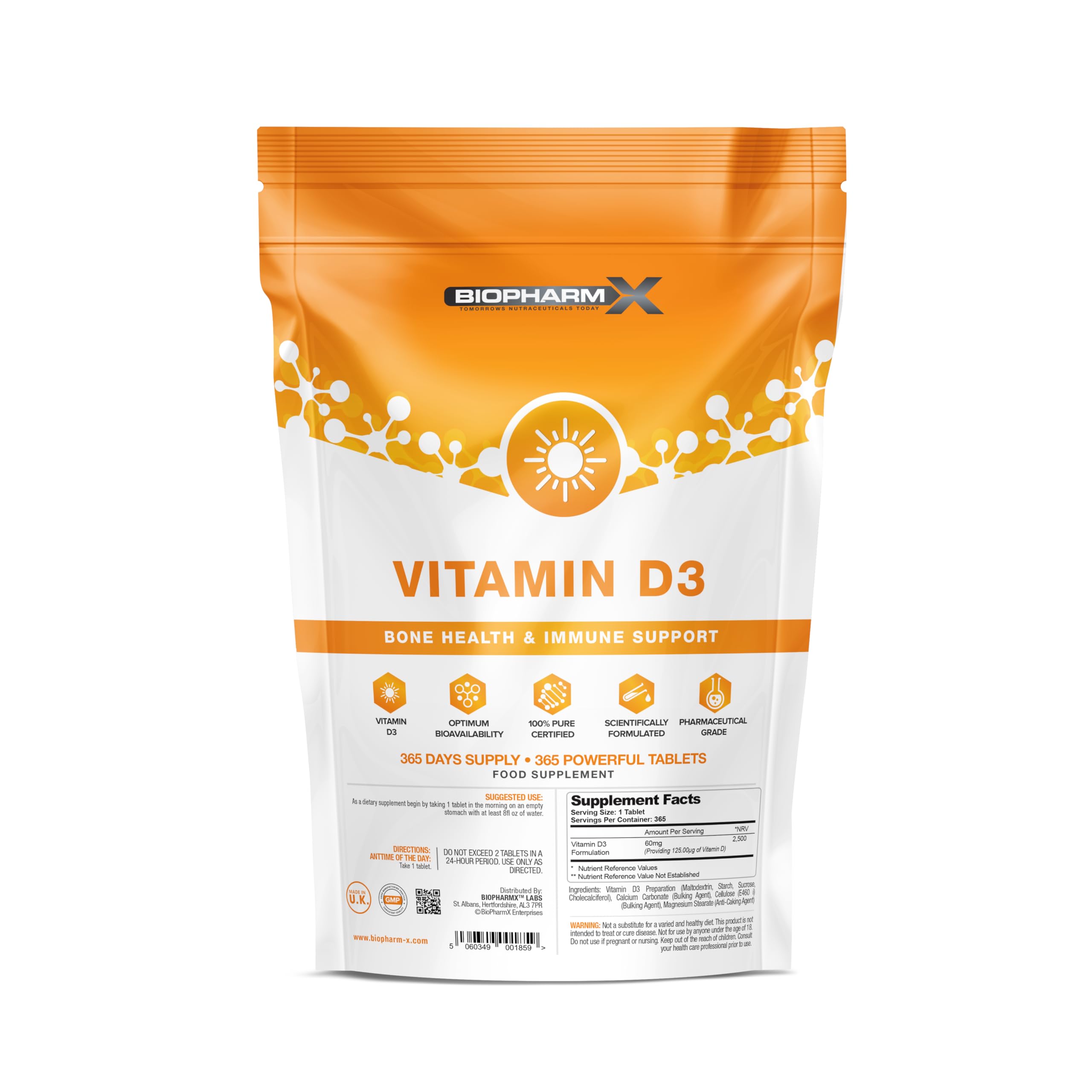 Maximum Strength Vitamin D 4000 iu + (365 Tablets / 1 Year Supply) 100% Pure Certified Vitamin D3 Cholecalciferol