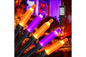 LYHOPE Orange & Purple Halloween Lights, 66ft 200 LED 8 Modes Low Voltage Mini Halloween String Lights, with Timer Connectable Halloween Lights for Home, Graveyard, Carnival, Outdoor, Indoor Decor