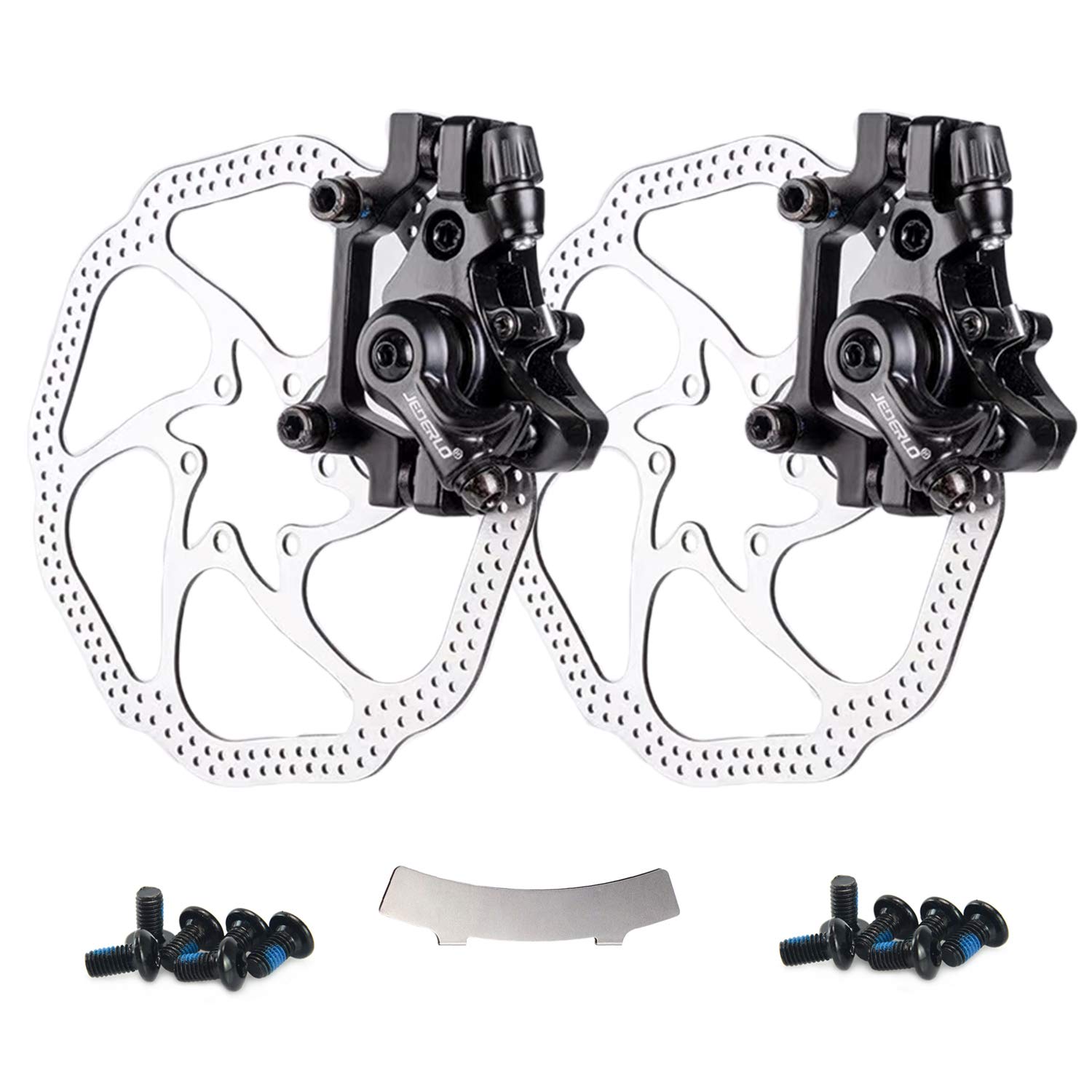 Photo 1 of Farbetter Bike Disc Brake Kit, Including Front and Rear Caliper, 160mm Rotor, Mechanic Tool-Free Pad Adjuster for Mountain Bike, Road Bike, Fixed Gear Bike, MTB, BMX (Black)