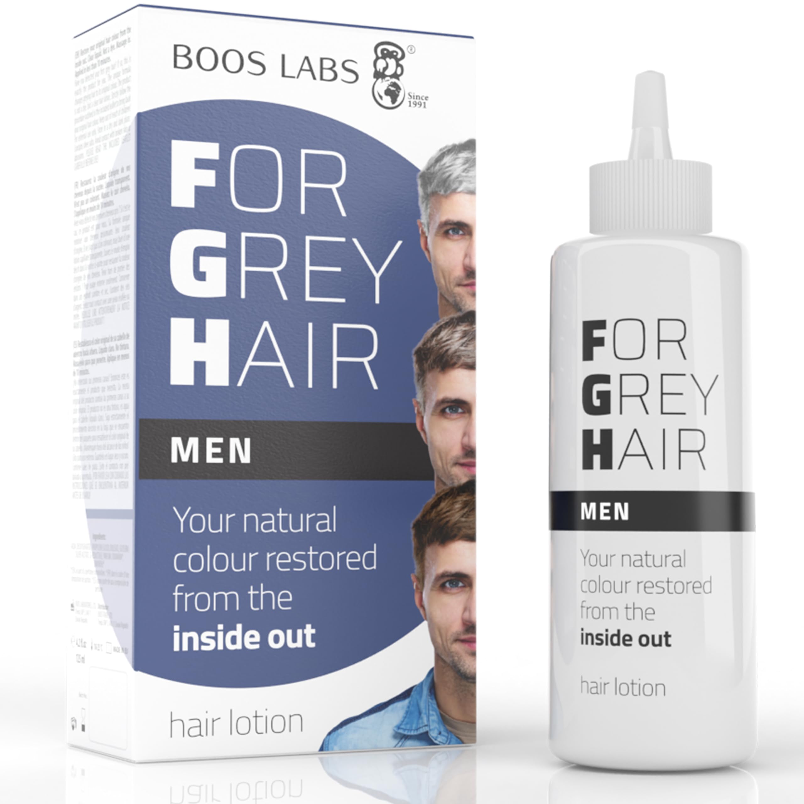 BOOS LABS For Grey Hair for Men Against Grey Hair, Healthy Alternative to Hair Dye, Hair Root Touch Up, Enzymatic Hair Product