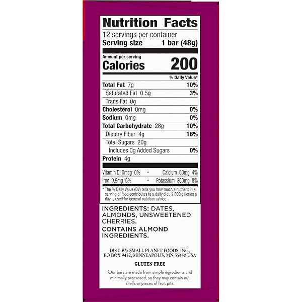 LARABAR CHERRY PIE FRUIT AND NUT BARS, GLUTEN FREE AND VEGAN, 20.4 OZ, 12 CT