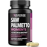 Saw Palmetto for Women with Biotin 5000mcg - Powerful DHT Blocker to Support Hair, Skin, and Nail Health - 120 Count - Vegan, Non-GMO Vitamin for Stronger, Fuller Looking Locks - 2 Month Supply