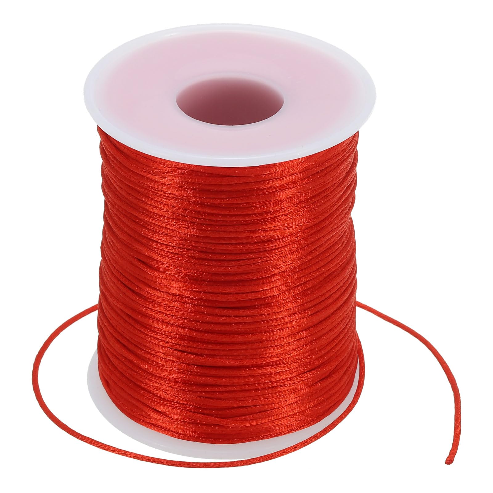 PATIKIL 1.5mm x 109 Yard Nylon Satin Cord, Nylon Beading String Knotting Cord Chain Braided Rope for Bracelets Jewelry Trim Chinese Knot, Red
