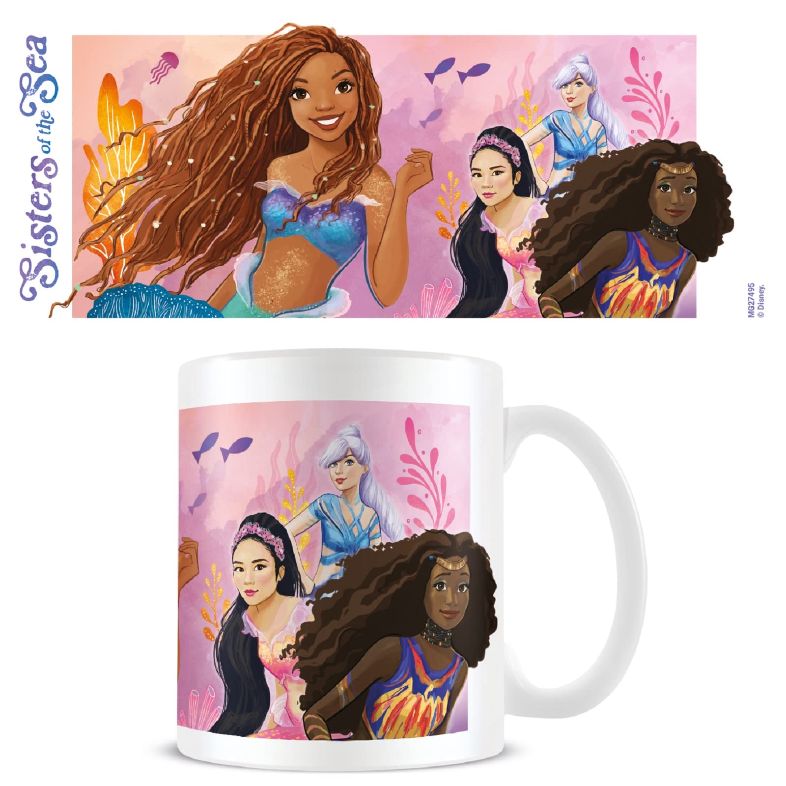 Disney The Little Mermaid Mug (Sisters of The Sea Design) 11oz Ceramic Coffee Mug, Little Mermaid Gifts for Girls and Boys, Mugs for Women and Men
