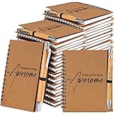 Honoson 80 Pcs/40 Set Spiral Notebook Bulk Employee Appreciation Gift 4x6 Inch Thank You for Being Awesome Inspirational Journal with Bamboo Pen for Staff Christmas Coworker