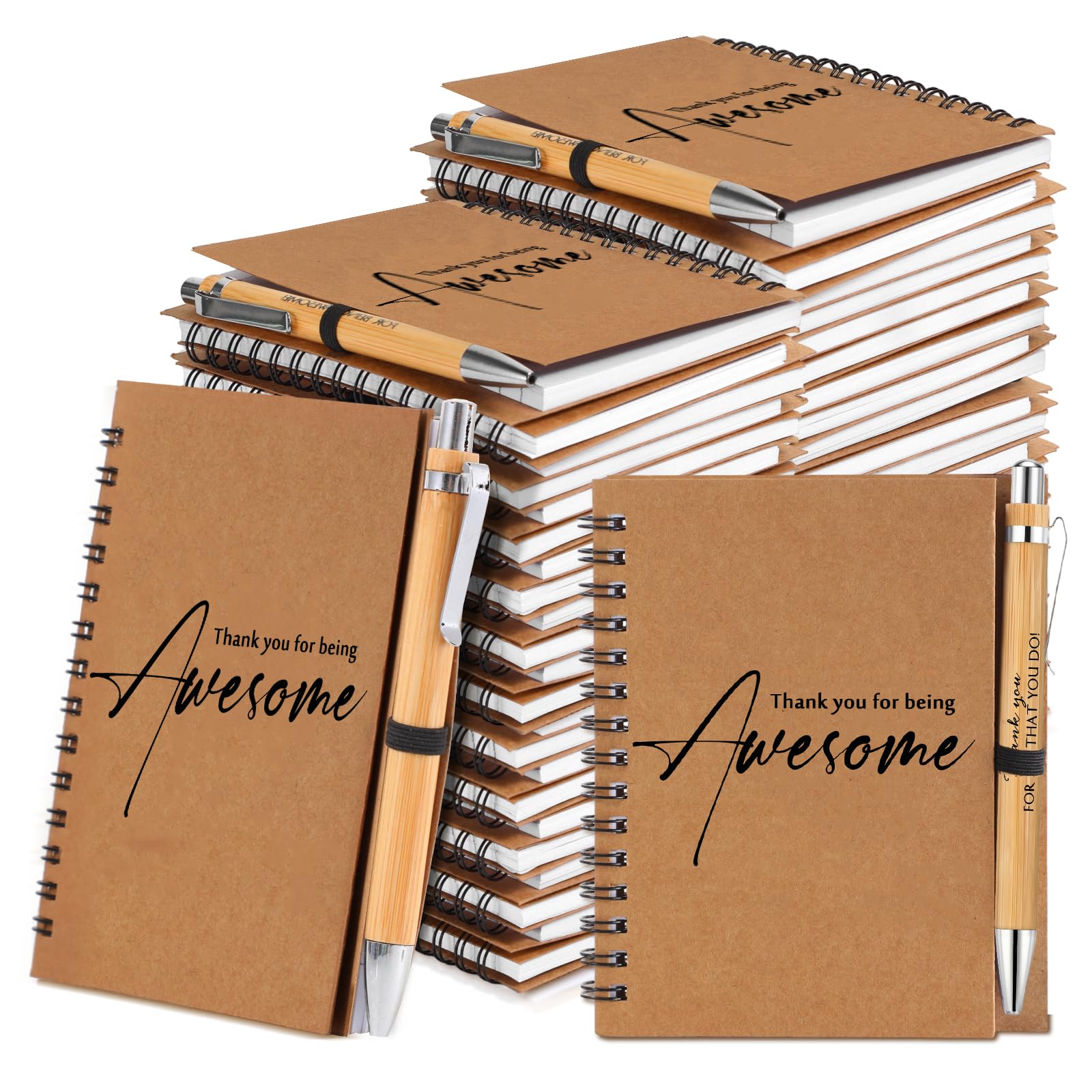 Photo 1 of Honoson 80 Pcs/40 Set Spiral Notebook Bulk Employee Vet Tech Gift 4x6 Inch Thank You for Being Awesome Inspirational Journal with Bamboo Pen Appreciation Gift for Medical Assistant Christmas Coworker