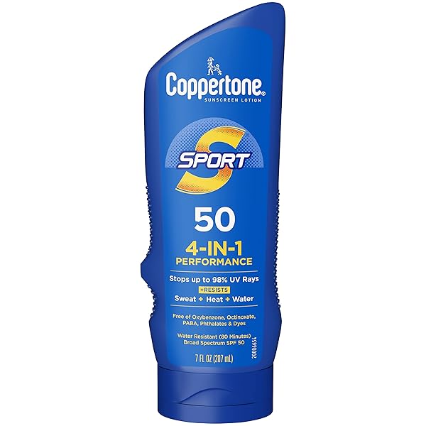 COPPERTONE SPORT SUNSCREEN SPF 50 LOTION, WATER RESISTANT SUNSCREEN, BODY SUNSCREEN LOTION, 7 FL OZ