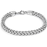 Irideket Sleek Silver Bracelet Unisex, Modern Stainless Steel Chain, 7.8 Inch Bracelet with Secure Lobster Clasp Stackable Jewelry Gift