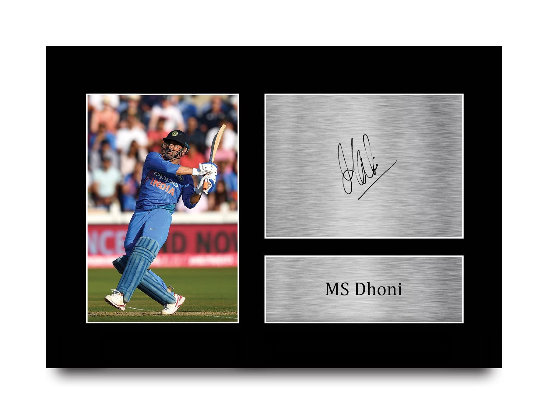 HWC Trading A4 MS Dhoni Indian Cricket Team Gifts Printed Signed Autograph Picture for Cricketer Memorabilia Fans