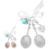 Lusofie Wedding Bouquet Photo Charms - Bridal Bouquet Charms with Pearl, Lacy Oval Angel, Memorial Photo, 'You Are Always in My Heart' Charm for Wedding Party