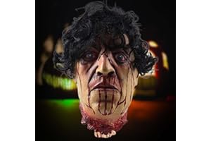 SANKEDOU Halloween Decorations Props Scary Hanging Severed Head, Life-Size Realistic Latex Zombie Head for Haunted Houses