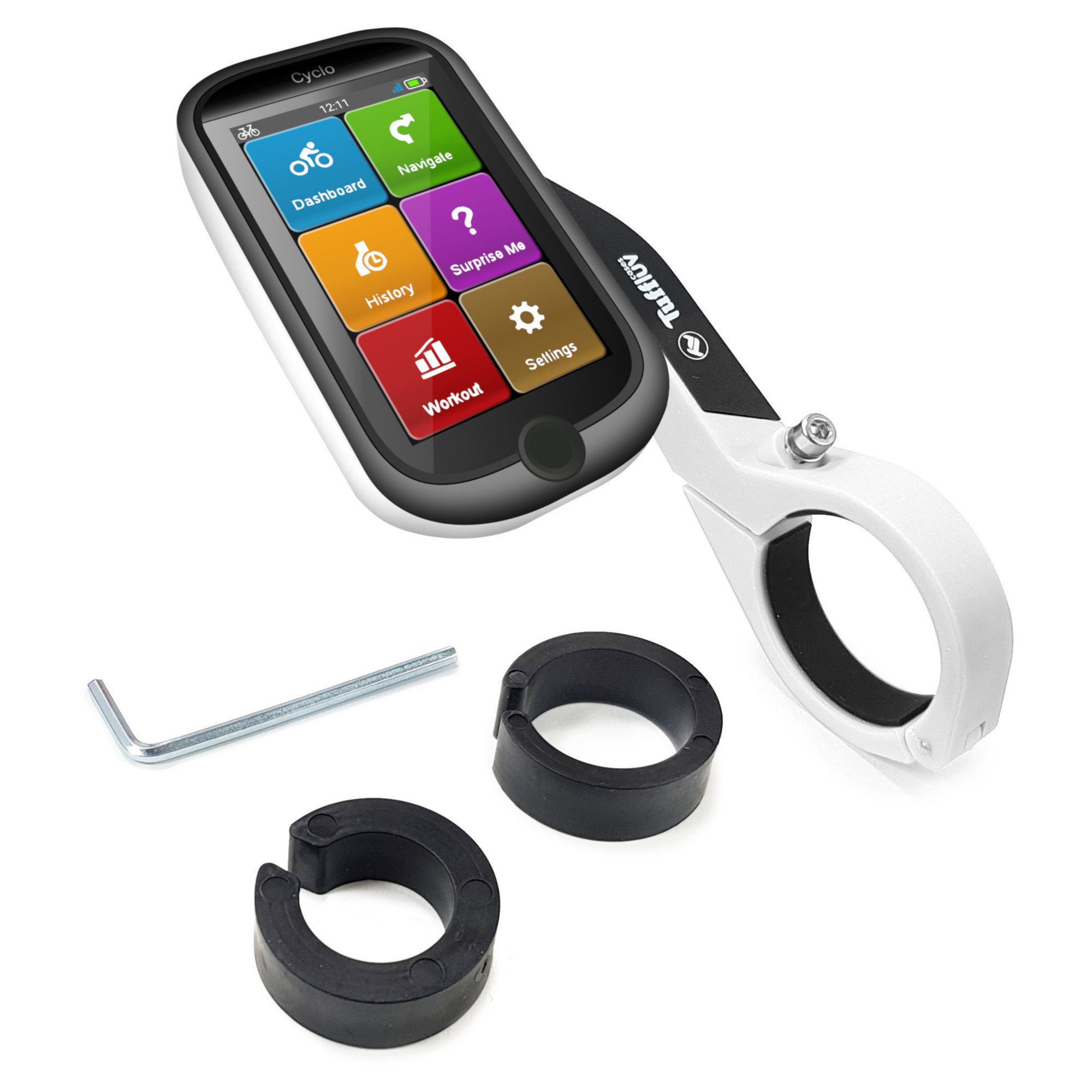 TUFF LUV Lollipop Out-Front Handlebar Mount Compatible With Mio Cyclo GPS - White