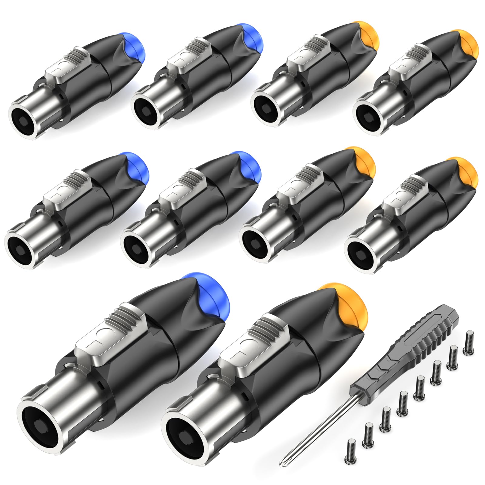 GCTBL 10Pack Speakon Cable Connectors 4 Pole Audio Speaker Adapter Speakon Plug with Twist Lock for Loudspeaker Amplifier