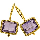 Gemstone Gold Vermeil Drop Earrings - Handmade Jewelry Gift Ideas for Women - Gold Plated Sterling Silver Ear Wires