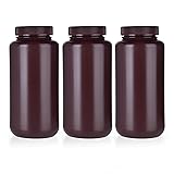 Kestun 3 Pieces 1000ml Plastic Reagent Bottle,Amber