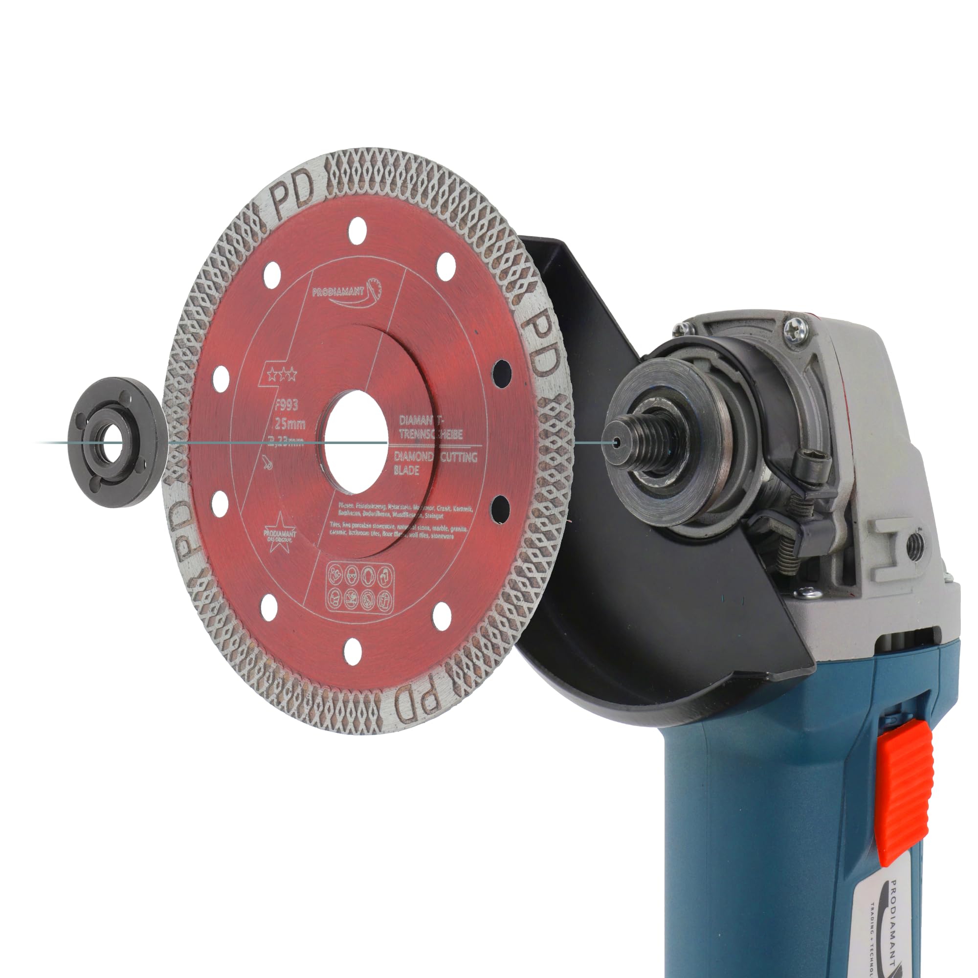 PRODIAMANT® Diamant Fliesenscheibe [125MMx22,23MM] - Trennscheibe für Fliesen, Feinsteinzeug, Marmor & Naturstein - Extra Dünne Diamantscheibe - Diamanttrennscheibe für M14 Winkelschleifer geeignet 2