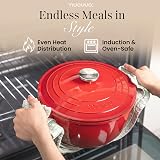 nuovva Non-Stick Aluminium Pot with Lid 4L 24cm Red Dutch Oven view 6