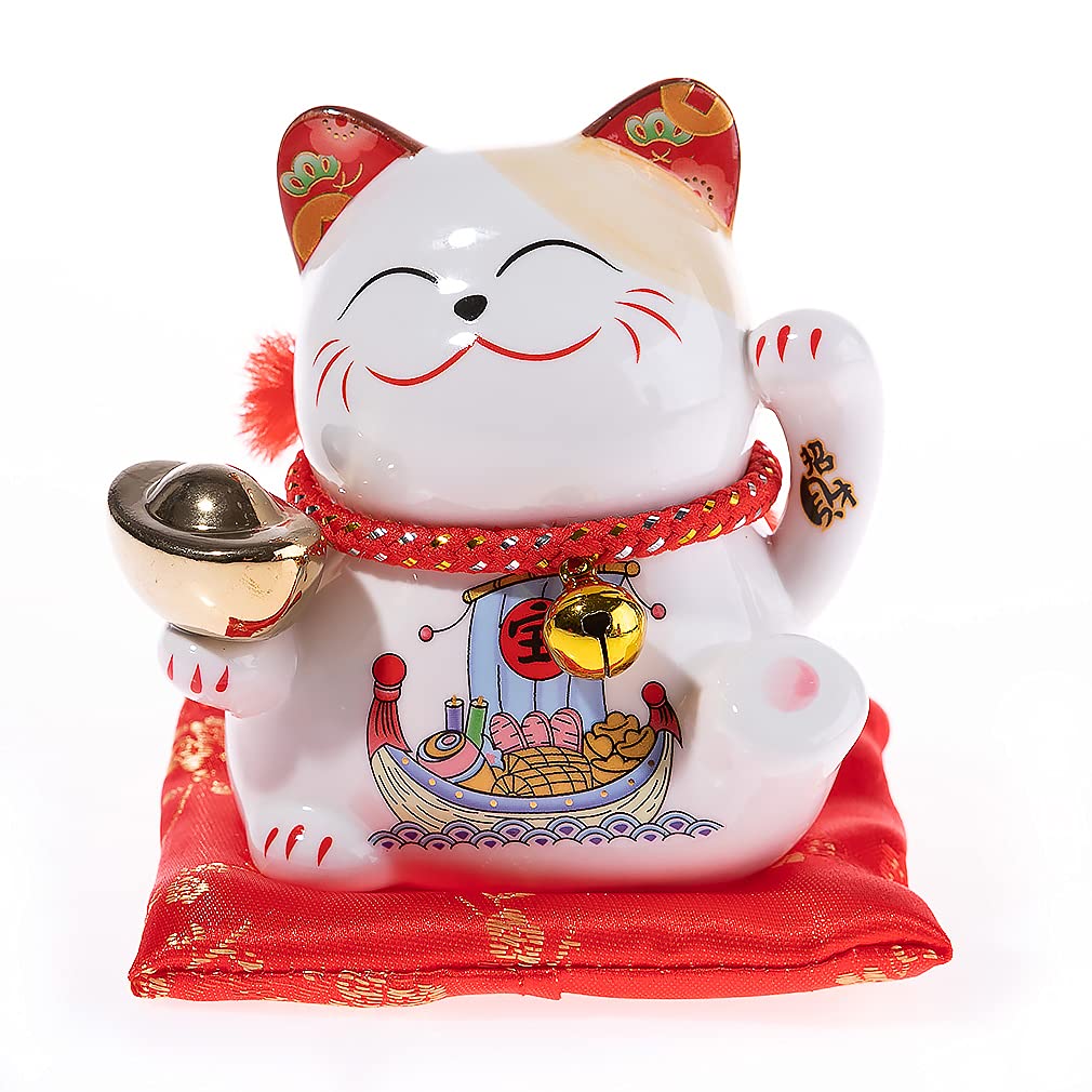 lachineuse - Maneki Neko Money Box - Bring Happiness Home - Japanese Cat Figure - Luck, Prosperity, Happiness - Porcelain - Multicoloured - 11 x 10 x 8 cm - Decorative Gift Idea Japan Asia