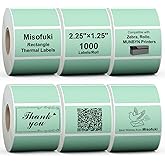 Misofuki 2.25" x 1.25" Green Direct Thermal Barcode Labels 6000 Pcs for Zebra ZD410 ZD411 LP2824, 2-1/4x1-1/4 6 Rolls Waterproof Strong Adhesive Perforated Return Address Labels Used with Rollo MUNBYN