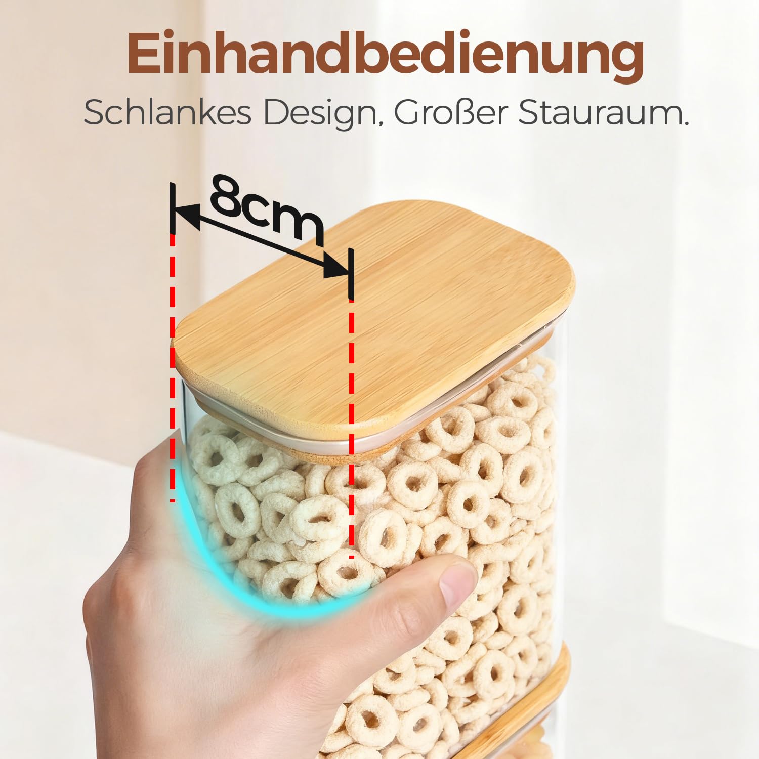 ComSaf 3er Set Vorratsgläser mit Deckel Luftdicht 2,1L, Glasbehälter mit Deckel, Vorratsdosen Glas Vorratsglas, Aufbewahrungsgläser für Spaghetti Aufbewahrung Küche, Mehl, Müsli 5