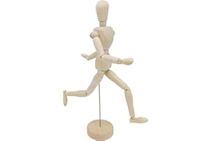 BLLREMIPSUR 12'' Wooden Artists Manikin, Sketching Drawing Articulated Jointed Mannequin, Wood Human Figure Model for Home Office Desk Decoration