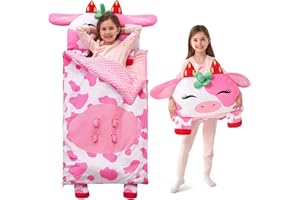 JOIEDOMI Kids Sleeping Bag 4 5 6 Year Old Girl Gifts Toddler Nap Mat with Pillow & Blanket 60" x 27" for Kids Ages 3+ Soft Plush Sleeping Mat for Preschool and Boys Girls