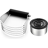 Spring Chef Large Dough Blender & Biscuit Cutter Set, Heavy Duty Stainless Steel Professional Pastry Cutter, Soft Grip, Black