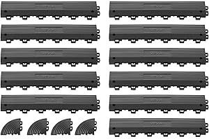 VEVOR Transition Edge Kit, 11-Piece, Durable PP Interlocking Modular Garage Floor Edging, Easy Installation, Edge Protection 