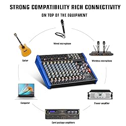 JXSOU 14-Channel Audio Sound Mixer Board, Bluetooth