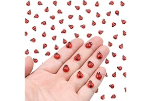 HOMICO 100PCS Mini Ladybug Decor for Dollhouse Resin Tiny Ladybugs for Crafts Micro Miniature Ladybug for Fairy Garden Dollhouse Micro Landscaping Decoration