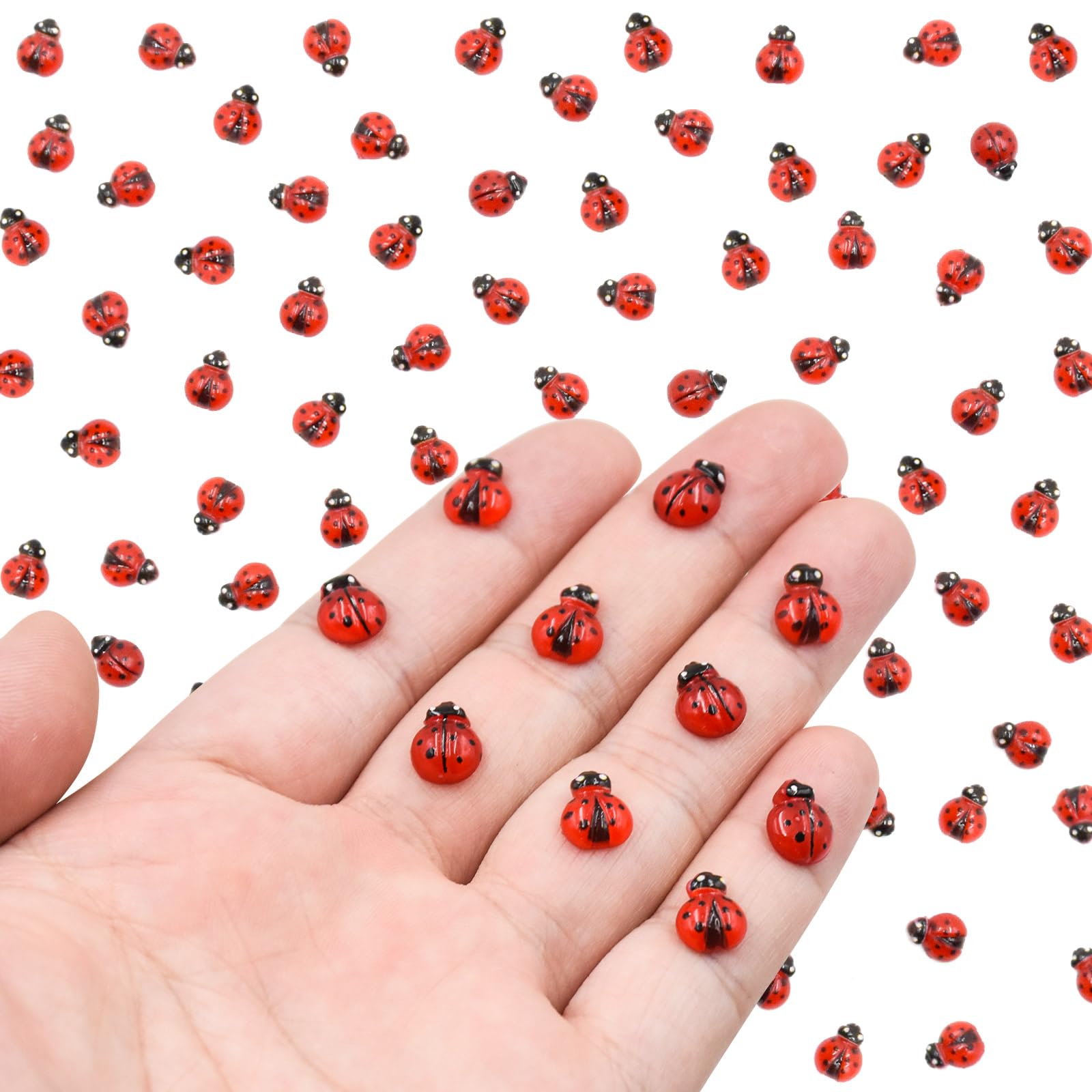 Photo 1 of 100PCS Mini Ladybug Decor for Dollhouse Resin Tiny Ladybugs for Crafts Micro Miniature Ladybug for Fairy Garden Dollhouse Micro Landscaping Decoration