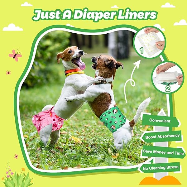 DONO DOG DIAPER LINERS FOR MALE AND FEMALE DOGS, SUPER ABSORBENT DOG BOOSTER PADS, 100CT DISPOSABLE DOGGIE DIAPER INSERTS FIT REUSABLE MALE BELLY BANDS, WRAPS, WASHABLE PERIOD PANTIES, LONG