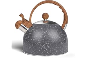 Awvlvwa WhistlingTea Kettle for Stovetop, 2.6 Quart Stainless Steel Water Teapot Boilers for Stovetops, Induction Stone Kettle with Loud Whistle - Perfect for Preparing Hot Water, Coffee,Milk (Grey)