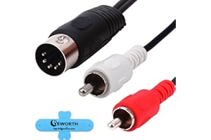 Yeworth 5 Pin DIN to RCA Cable,Premium 5ft/1.5m 5-Pin Din Male Plug to 2-RCA Male Audio Adapter Cable for Electrophonic Bang & Olufsen, Naim, Quad.Stereo Systems