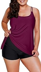 Omichic Women's Loose Tankini Top with Boyshorts