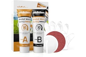 AIDIDAN 10mins Metal Repair Epoxy, Metal Welding Epoxy Glue Heavy Duty, Quick-Setting Liquid Weld for Metal, Heat-Resistant Metal Repair Glue, Metal to Metal Strongest Epoxy Glue,1.7oz, 2 Part