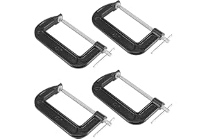JAPCHET 4 Packs 6 Inches Black C Clamp, Malleable Iron C-clamp, Heavy-Duty C-Clamp for Metalworking, Woodworking, 6-Inch Max 
