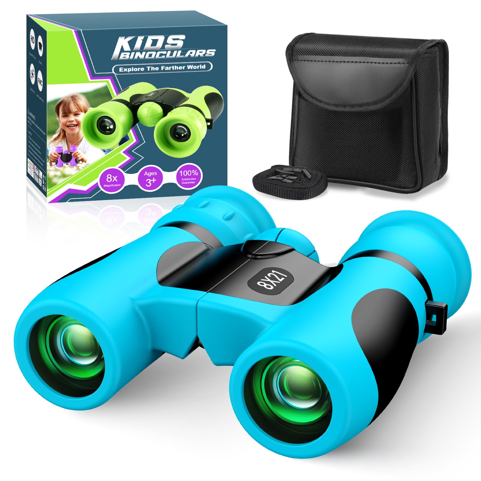Fernglas Kinder 8X21 mit Vogelbeobachtungs-Buch, Mini Fernglas Kinder Spielzeug ab 3-12 Jahre, Outdoor Spielzeug Fernrohr Einschulung Geschenk für Junge - Konzert, Fußballspiel‌, Wandern