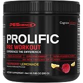 PEScience Prolific Pre-Workout Powder, Raspberry Lemonade, 40 Scoops | L-Citrulline Nitric Oxide Booster, Energy Powder &amp; Nootropic for Focus, Without Beta Alanine, 40 Scoops
