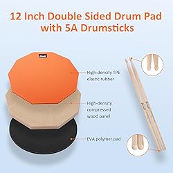 Sovvid 12 Inches Drum Pad and 5A Drum