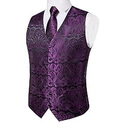 DiBanGu Mens Vest and Tie Set Formal Paisley