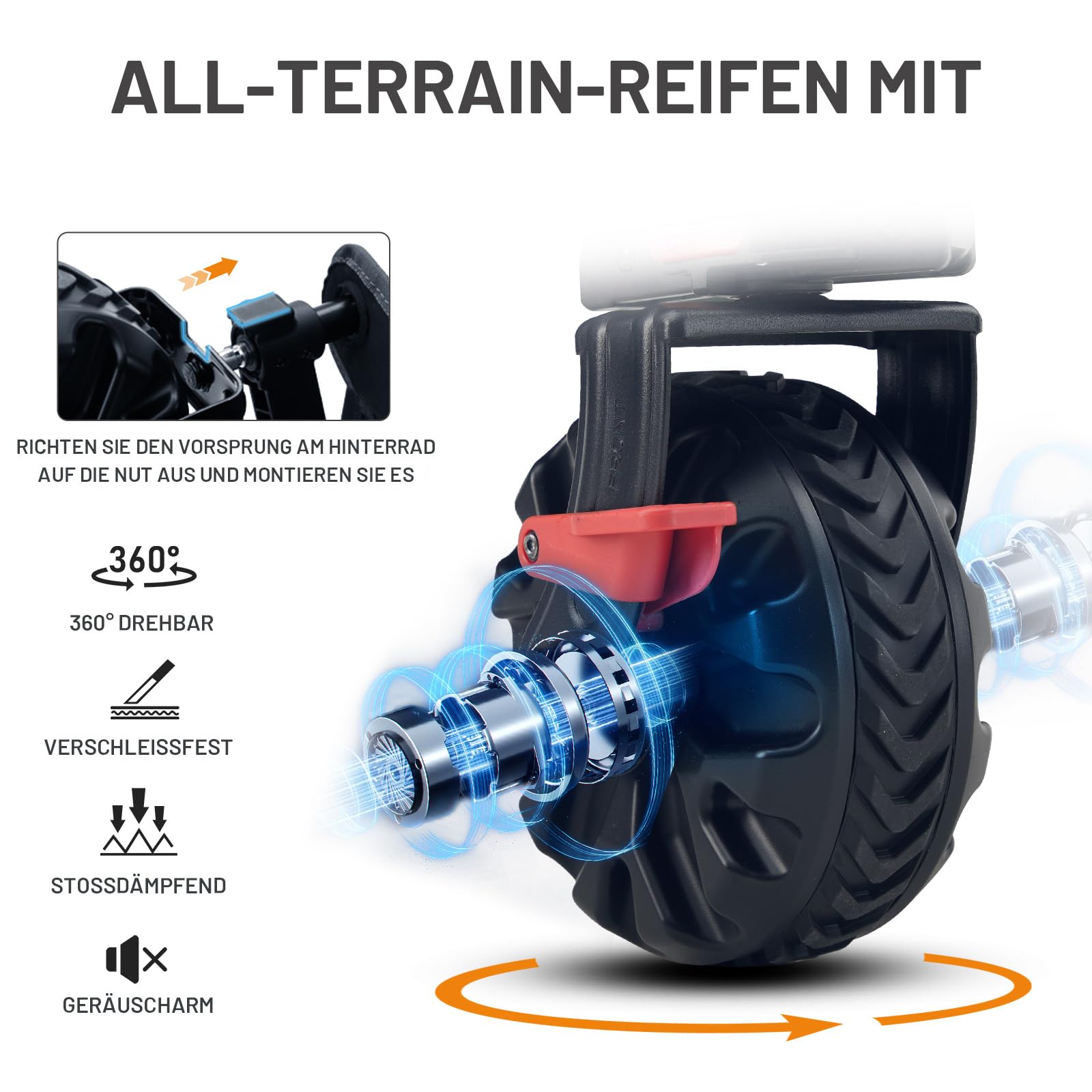 TIMBER RIDGE XXL Bollerwagen Faltbar 250L Breite Reifen mit Bremsen Strandwagen Klappbar 150KG Belastbar mit Getränkehalter All Terrain Transportwagen für Camping Einkaufen Garten 4