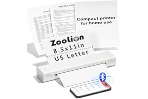 Zoolion Portable Thermal Printer for Travel, M08F Compact Inkless Printer for Home Office, Wireless Portable Printer, Thermal Printer, Support 8.5" X 11" US Letter Size Thermal Paper
