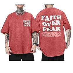 Kelxjia Christian Shirts for Men Faith Over Fear