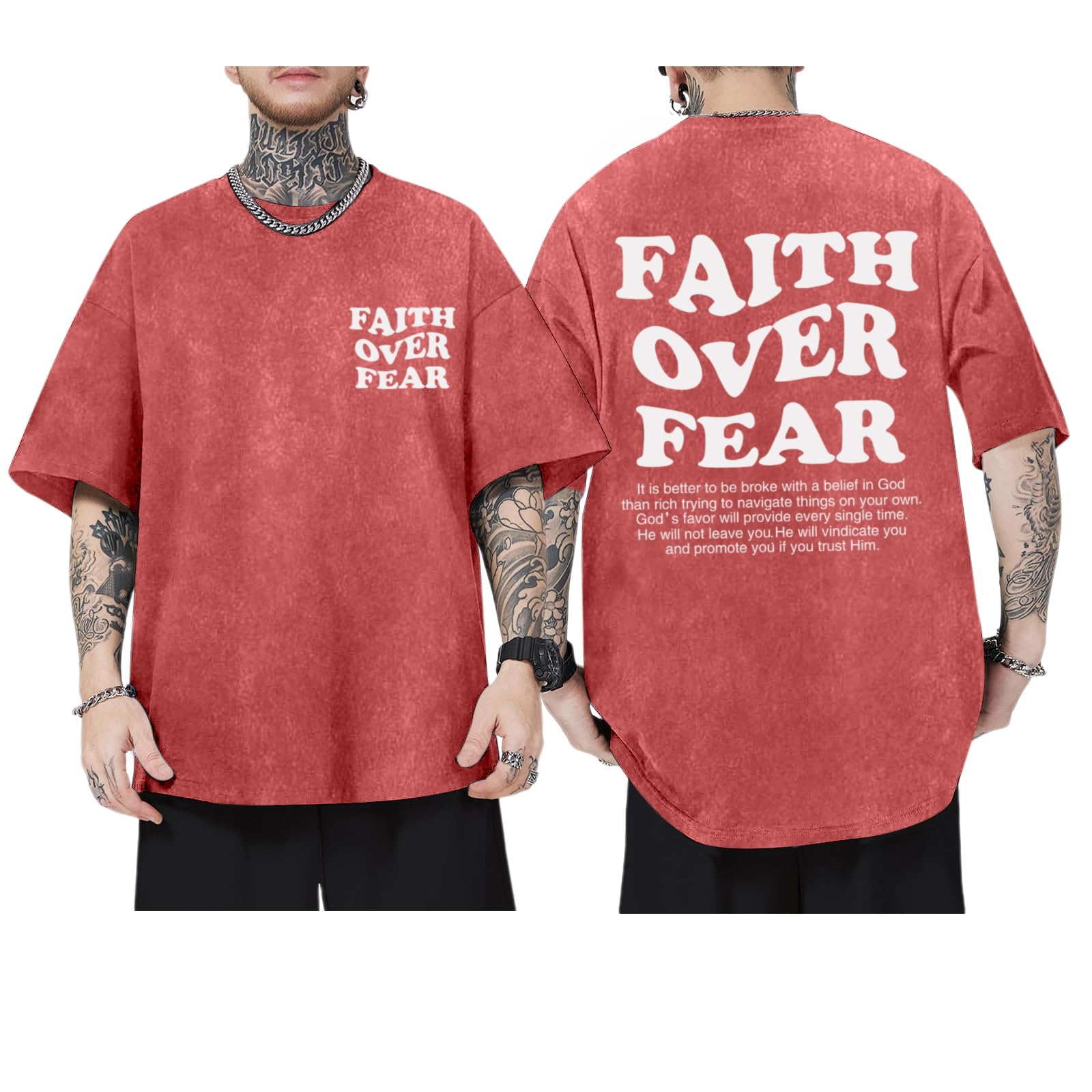 Kelxjia Christian Shirts for Men Faith Over Fear