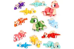ASDTGOE 12pc 3D Printed Animal Set: Mini Dinosaur in Egg Stress Toys, Articulated Poseable Figures, Multi-Color Decor, Party Favors, Desk & Home (Dinosaur Set)