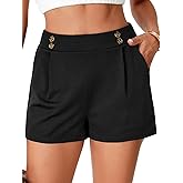 LYANER Women's Casual High Waist Button Wide Leg Dressy Work Shorts with Pockets